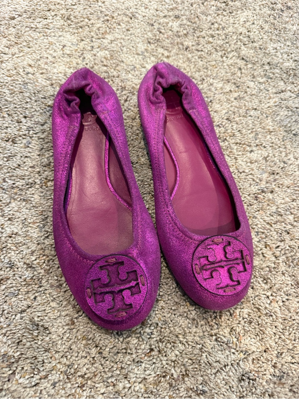 Tory Burch Metallic Fuchsia Ballet Flats